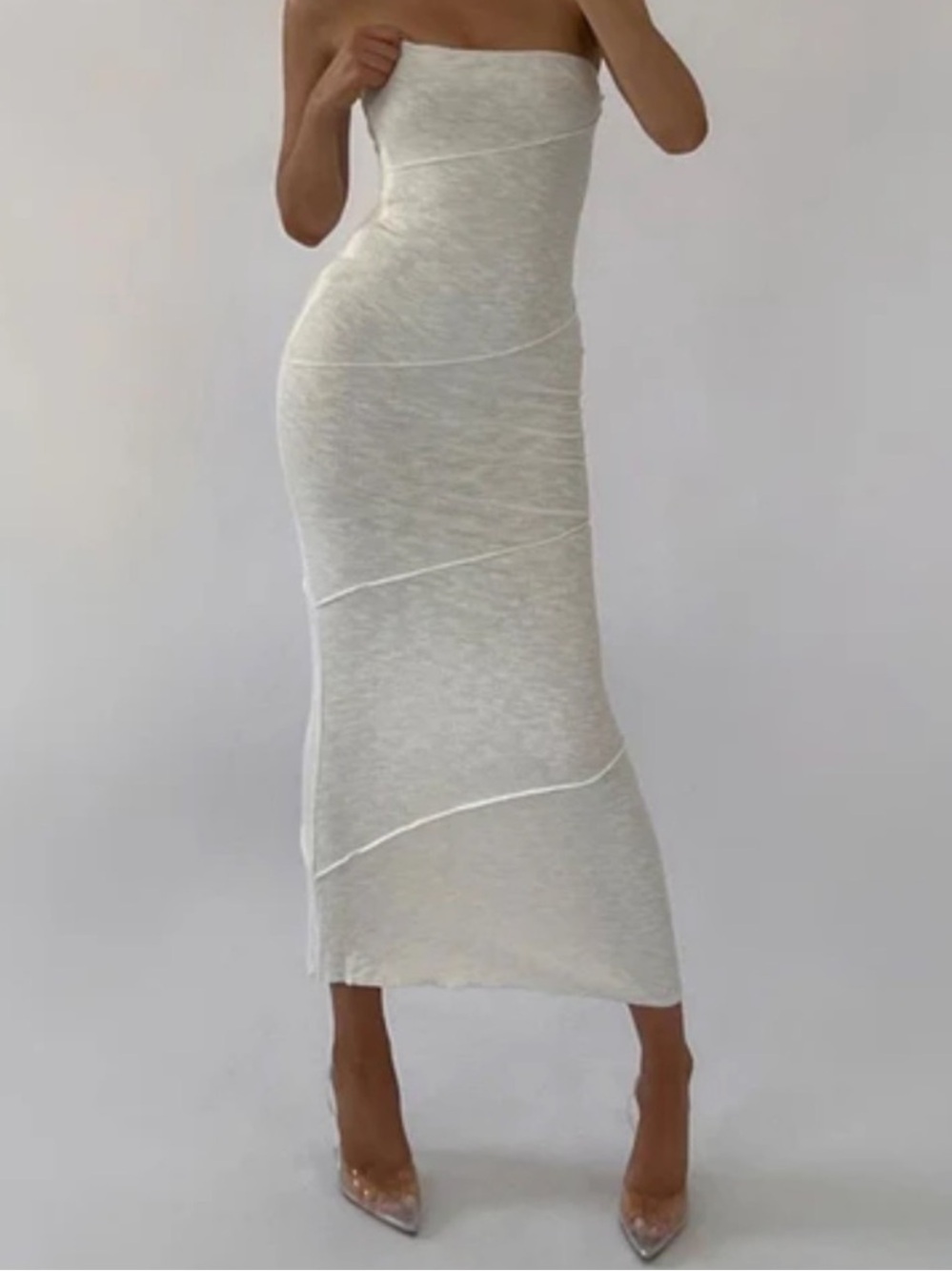 Princess Polly Off-White Strapless Maxi Skirt
